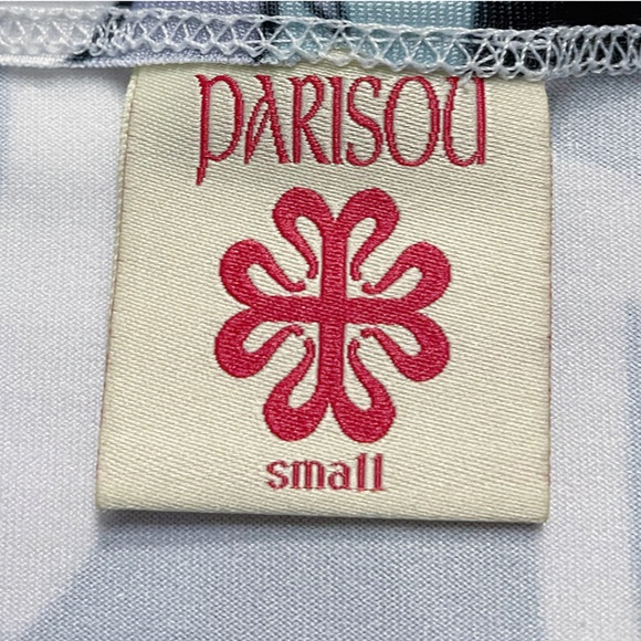 Parisou Top Small Made in USA Retro Mod Paisley Multicolor Long Sleeve V Neck - Picture 4 of 8